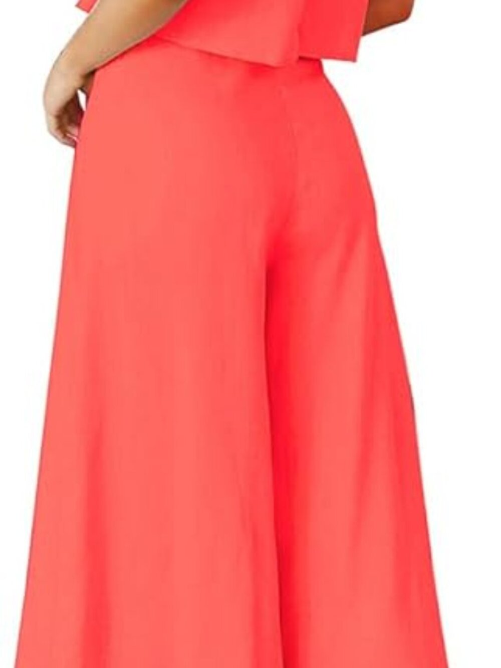 π₯ Coral 2 Piece Set | Crop Top + Wide Leg Pants Outfit | Size Small NWT - Picture 2 of 6